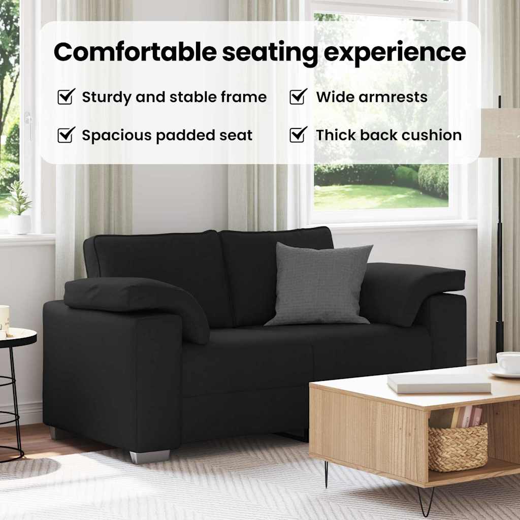 Loveseat Sofa Black 160 cm Fabric