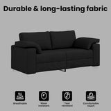 Loveseat Sofa Black 180 cm Fabric - Close-Up Angle