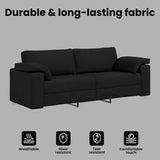 3-Seater Sofa Black 220 cm Fabric - Close-Up Angle