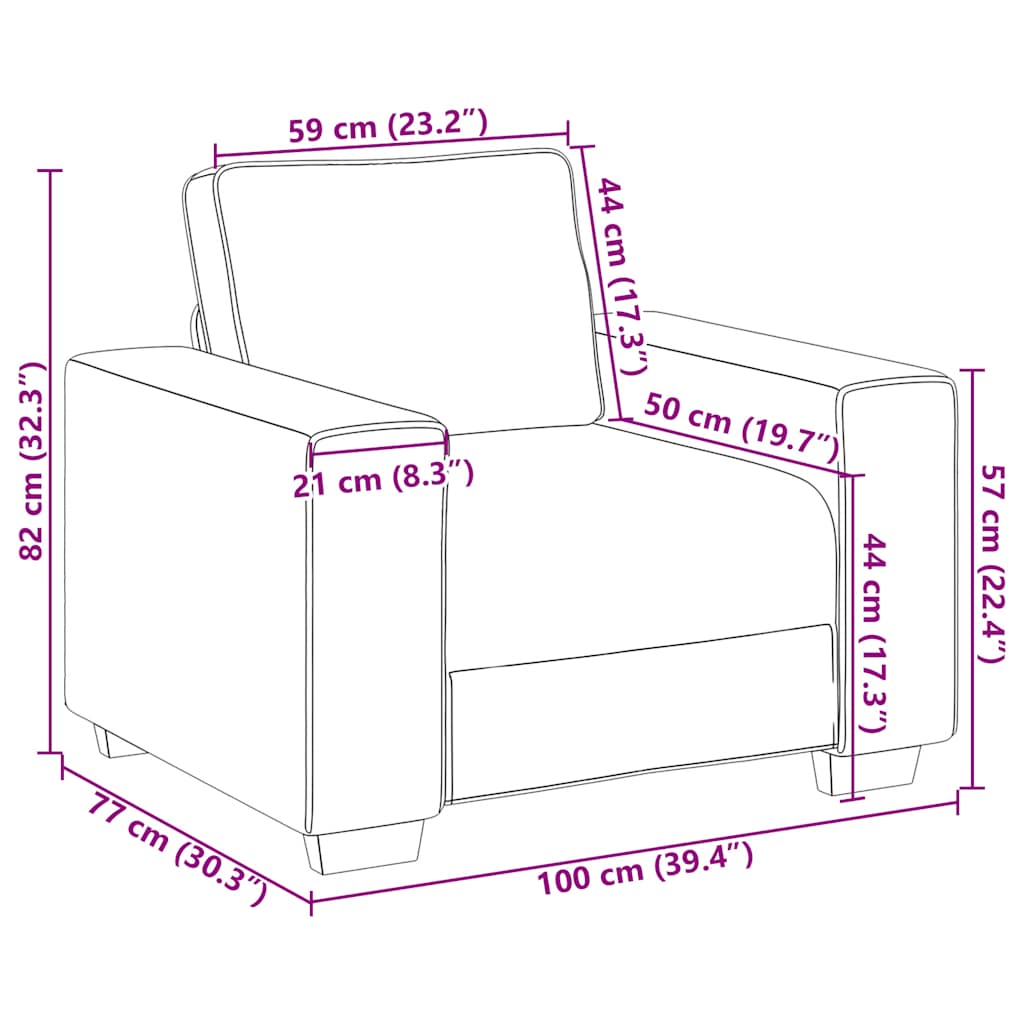 Sofa Chair Light Grey 100x77x82 cm Velvet