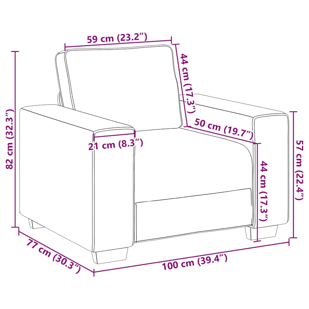 Sofa Chair Light Grey 100x77x82 cm Velvet