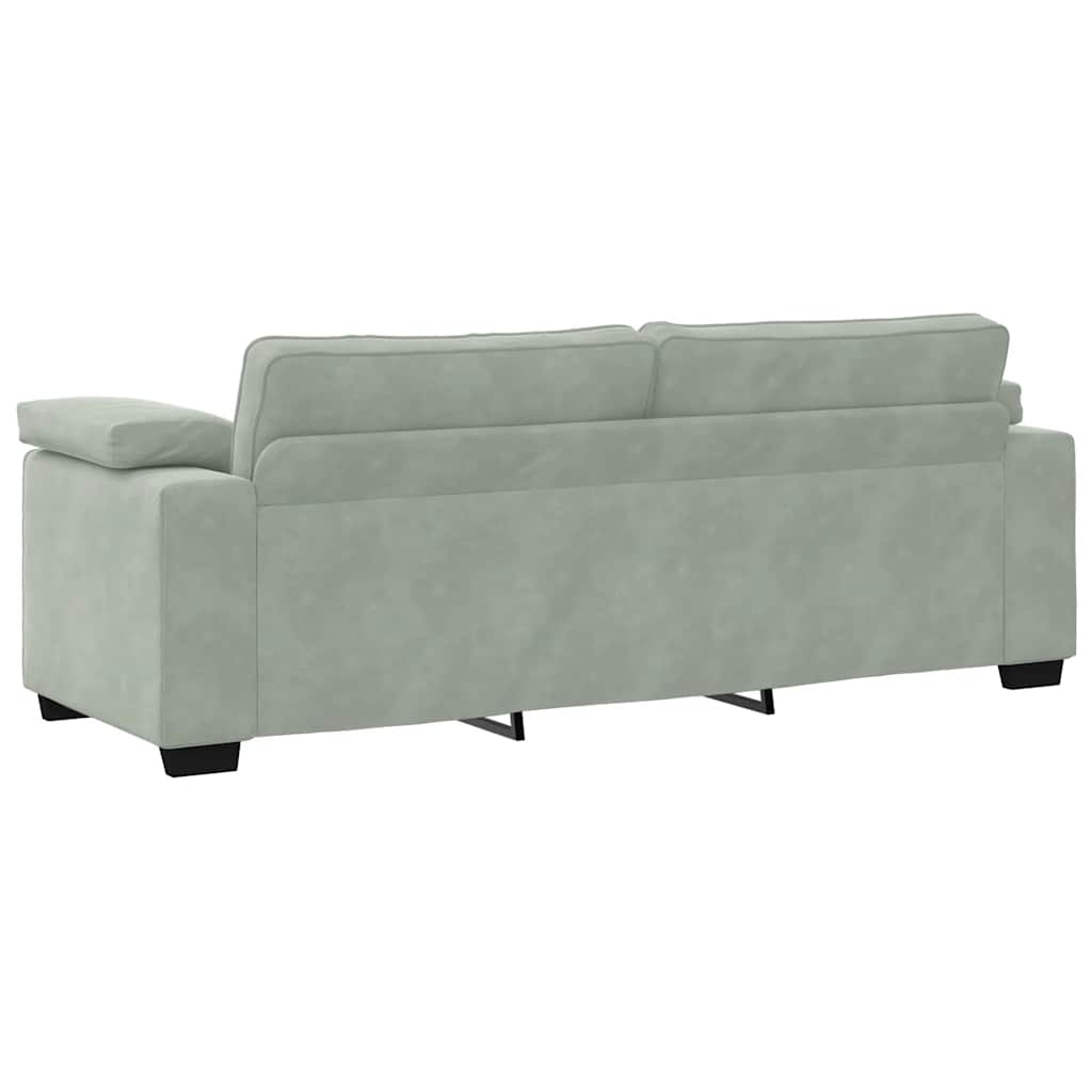 3-Seater Sofa Light Grey 220x77x82 cm Velvet