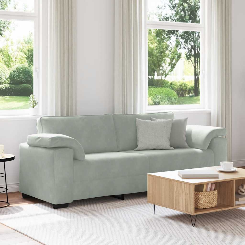 3-Seater Sofa Light Grey 220x77x82 cm Velvet