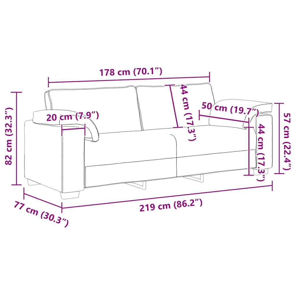 3-Seater Sofa Dark Grey 220x77x82 cm Velvet