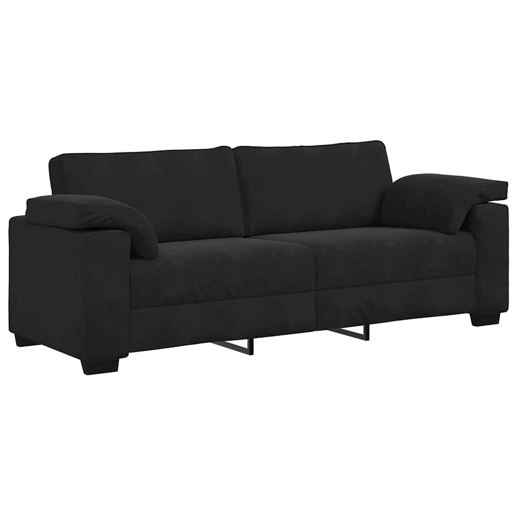 3-Seater Sofa Black 220x77x82 cm Velvet