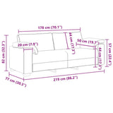 3-Seater Sofa Black 220x77x82 cm Velvet