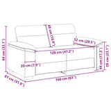 2-Seater Sofa Light Grey 120 cm Fabric - Extra Image