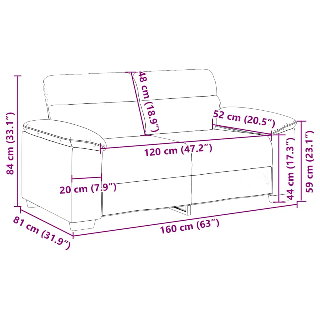 2-Seater Sofa Cappuccino 160x81x84 cm Faux Leather
