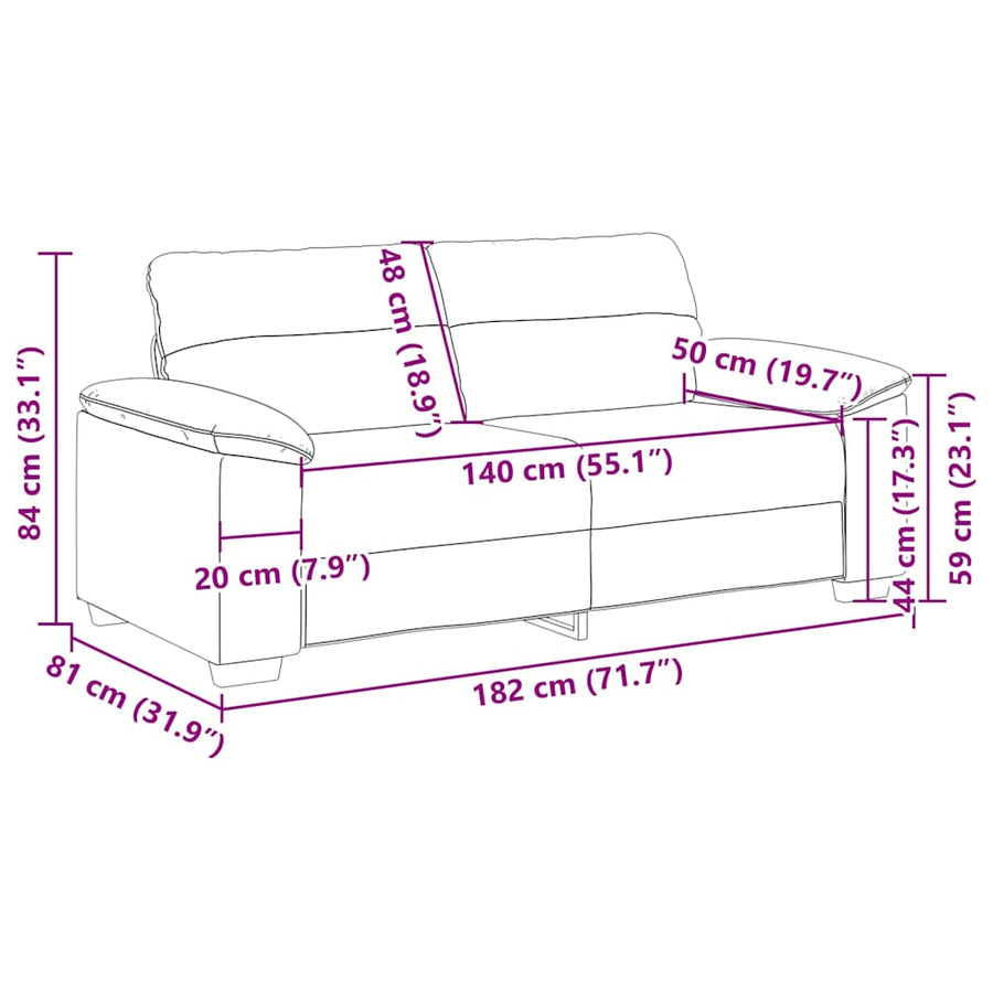 2-Seater Sofa Cappuccino 180x81x84 cm Faux Leather