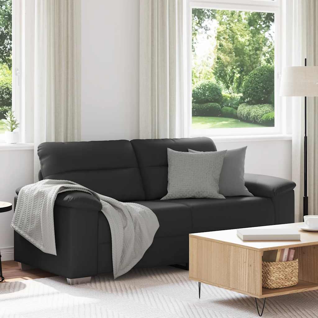 2-Seater Sofa Black 140 cm Faux Leather