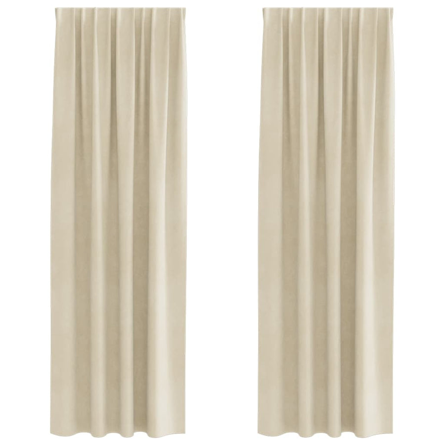 Curtains 2 pcs Cream 140 x 225 cm Velvet