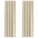 Blackout Curtains 2 pcs Cream 140 x 245 cm Velvet - Front View