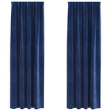 Blackout Curtains 2 pcs Dark Blue 140 x 245 cm Velvet - Front View