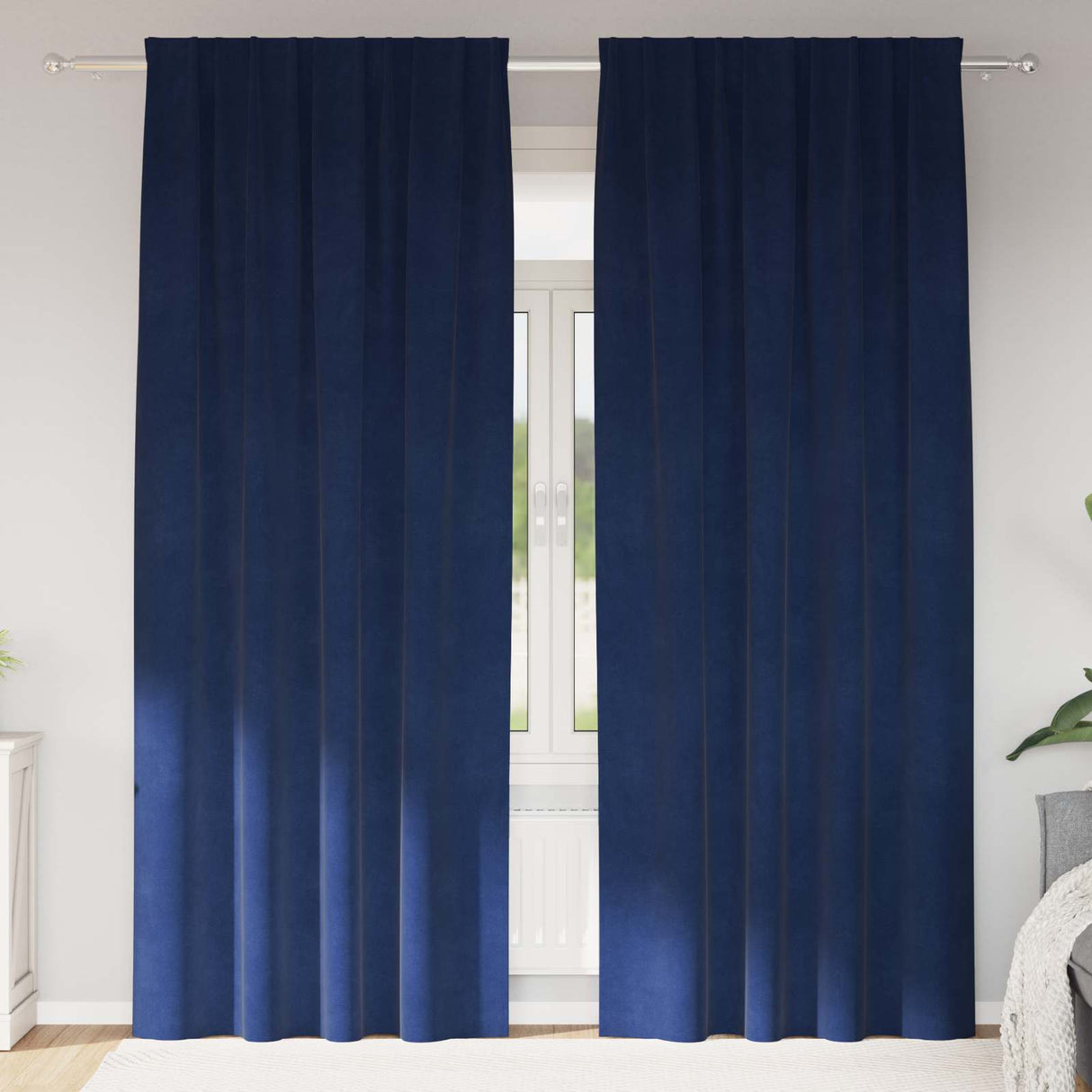 Blackout Curtains 2 pcs Dark Blue 140 x 260 cm Velvet