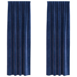 Blackout Curtains 2 pcs Dark Blue 140 x 260 cm Velvet - Front View