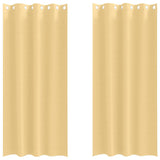 Blackout Curtains with Rings Beige Polyester - Front View