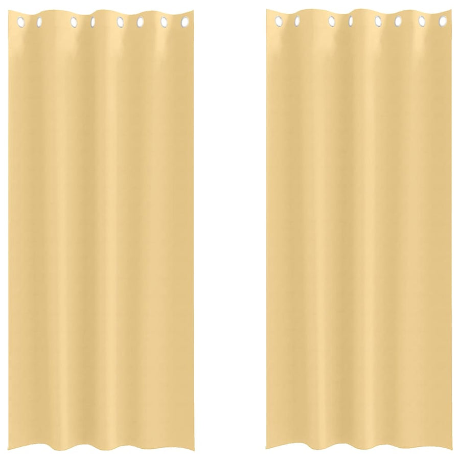 Blackout Curtains with Rings 2 pcs Beige 245 x 140 cm Polyester