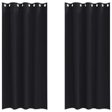 Blackout Curtains with Rings 2 pcs Black 245 x 140 cm Polyester - Front View