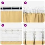 Blackout Curtains with Rings Beige Polyester - Close-Up Angle