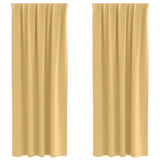 Blackout Curtains with Rings Beige Polyester - Front View