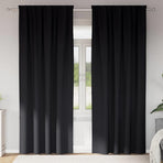 Blackout Curtains with Rings 2 pcs Black 245 x 140 cm Polyester