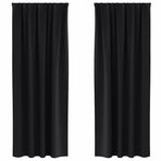 Blackout Curtains with Rings 2 pcs Black 245 x 140 cm Polyester