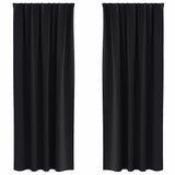 Blackout Curtains with Rings 2 pcs Black 245 x 140 cm Polyester - Front View