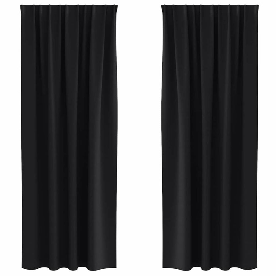 Blackout Curtains with Rings 2 pcs Black 245 x 140 cm Polyester