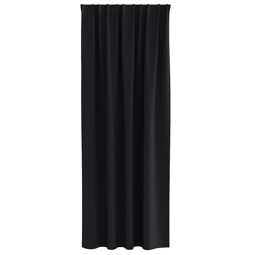 Blackout Curtains with Rings 2 pcs Black 245 x 140 cm Polyester