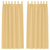 Blackout Curtains with Rings Beige Polyester - Front View