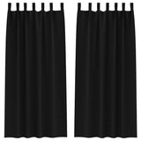 Blackout Curtains with Rings 2 pcs Black 245 x 140 cm Polyester