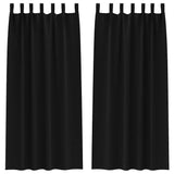 Blackout Curtains with Rings Black Polyester - Front View