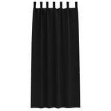 Blackout Curtains with Rings Black Polyester - Top-Down View