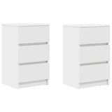 Bedside Cabinets with 3 Drawers 2 pcs White 39x35x65 cm - Front View