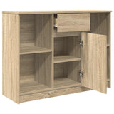Sideboard with Drawer Sonoma Oak 101x35x76 cm Engineered Wood - 45-Degree Angle