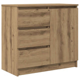 Sideboard with Drawer Artisan Oak 71x35x65 cm Engineered Wood - Front View