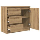 Sideboard with Drawer Artisan Oak 71x35x65 cm Engineered Wood - 45-Degree Angle