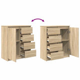 Sideboard with Drawers Sonoma Oak 71x35x84 cm Engineered Wood