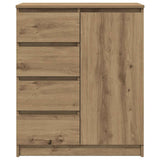 Sideboard with Drawers Artisan Oak 71x35x84 cm Engineered Wood - Rear View