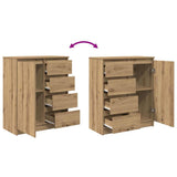 Sideboard with Drawers Artisan Oak 71x35x84 cm Engineered Wood - Extra Image