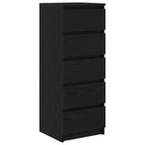 Sideboard with Drawers Black Oak 37.5x35x99 cm Engineered Wood - Front View