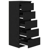 Sideboard with Drawers Black Oak 37.5x35x99 cm Engineered Wood - 45-Degree Angle