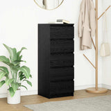 Sideboard with Drawers Black Oak 37.5x35x99 cm Engineered Wood