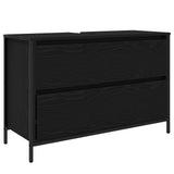 Bathroom Basin Cabinet with Drawers Black Oak 90x34.5x60 cm