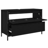 Bathroom Basin Cabinet with Drawers Black Oak 90x34.5x60 cm - 45-Degree Angle