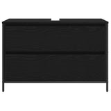 Bathroom Basin Cabinet with Drawers Black Oak 90x34.5x60 cm - Rear View