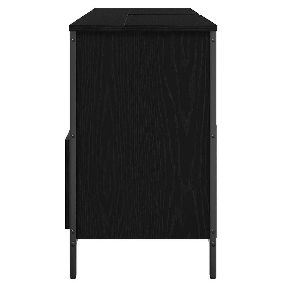 Bathroom Basin Cabinet with Drawers Black Oak 90x34.5x60 cm