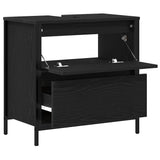 Bathroom Basin Cabinet with Drawers Black Oak 60x34.5x60 cm - 45-Degree Angle