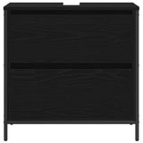 Bathroom Basin Cabinet with Drawers Black Oak 60x34.5x60 cm - Rear View