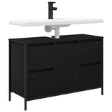 Basin Cabinet with Drawers Black Oak 90x34.5x60 cm - Top-Down View